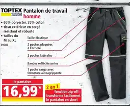 Norma Toptex pro pantalon de travail homme offre