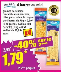 Norma Meandros 4 barres au miel offre