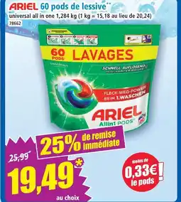 Norma Ariel 60 pods de lessive offre
