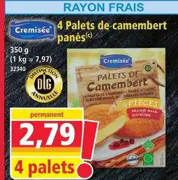 Norma Cremisée 4 palets de camembert panés offre