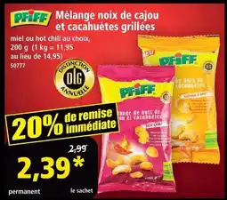 Norma Pfiff mélange noix de cajou et cacahuètes grillées offre