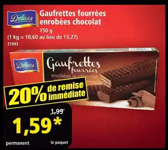 Norma Delicia gaufrettes fourrées enrobées chocolat offre