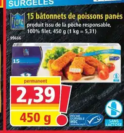 Norma 15 bâtonnets de poissons panés offre