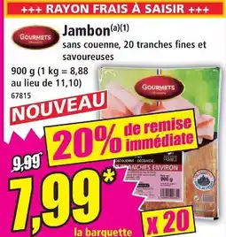 Norma Gourmets jambon sans couenne, 20 tranches fines et savoureuses offre