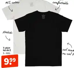 Wibra T-shirt lot de 2 col rond offre