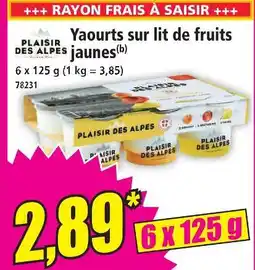 Norma Plaisir des alpes yaourts sur lit de fruits jaunes offre