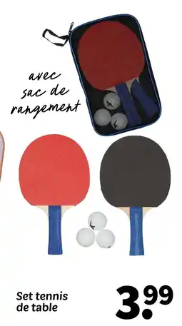 Wibra Set tennis de table avec sac de rangement offre