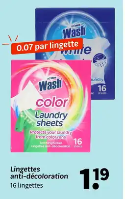 Wibra At home wash lingettes anti-décoloration offre
