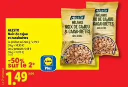 Lidl Alesto mélange noix de cajou & cacahuètes miel & sel offre