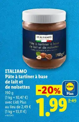 Lidl Italiano pâte à tartiner à base de lait et de noisettes offre