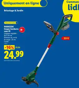Lidl Parkside coupe-bordures sans fil offre