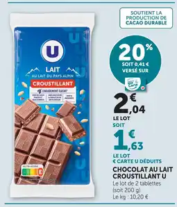 U Express U chocolat au lait croustillant offre