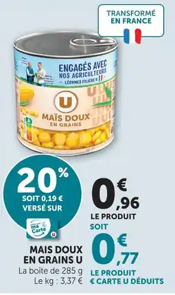 U Express U maïs doux en grains offre