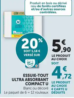U Express U essuie-tout ultra absorbant compact offre