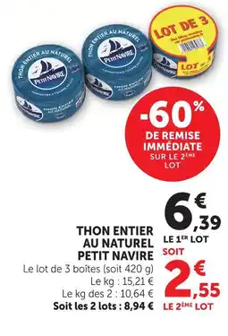U Express Petit navire thon entier au naturel offre