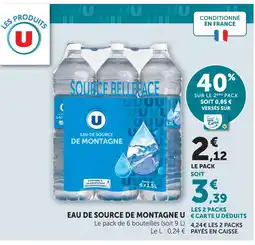 U Express U eau de source de montagne offre