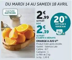 Hyper U U - orange a jus offre