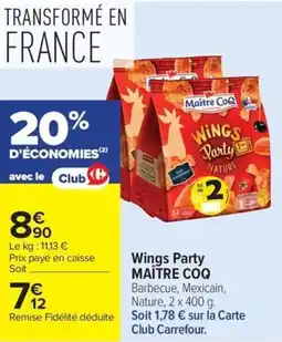 Carrefour Market Wings party maître coq offre