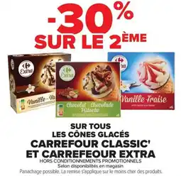 Carrefour Market Sur tous les cônes glacés carrefour classic' et carrefeour extra offre