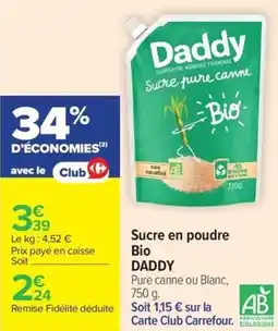 Carrefour Market Sucre en poudre bio daddy offre