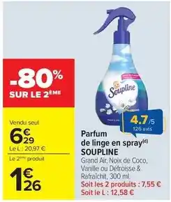 Carrefour Market Soupline - parfum de linge en spray offre