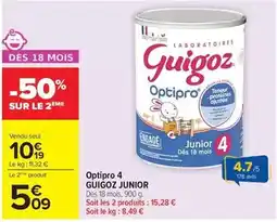 Carrefour Market Laboratoires guigoz - optipro 4 junior offre
