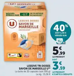 Super U U - lessive tri doses savon de marseille offre