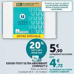 Super U U - essuie-tout ultra absorbant compact offre
