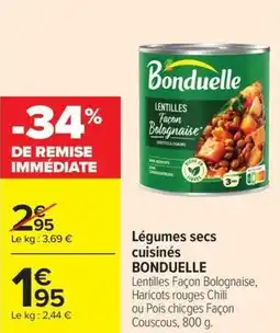 Carrefour Market Légumes secs cuisinés bonduelle offre
