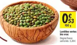 Les Comptoirs de la Bio Lentilles vertes bio vrac offre