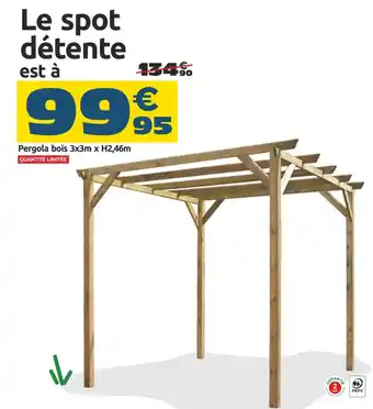 Pergola bois 3x3m x H2,46m