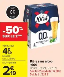 Carrefour Market Bière sans alcool 1664 offre