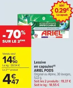Carrefour Market Lessive en capsules ariel pods offre