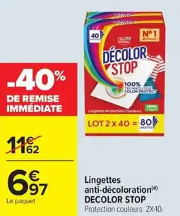 Carrefour Market Lingettes anti-décoloration decolor stop offre