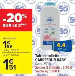Carrefour Market Talc de toilette carrefour baby offre