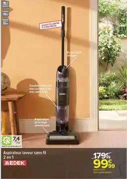 Carrefour Market Aspirateur laveur sans fil 2 en 1 medek offre