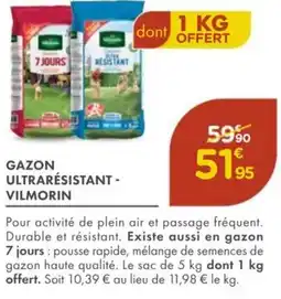 Point Vert VILMORIN Gazon ultrarésistant offre