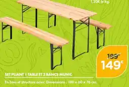 Point Vert Set pliant 1 table et 2 bancs munic offre