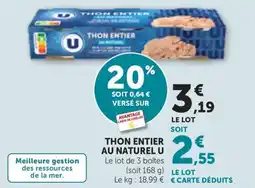 Maximarché Thon entier au naturel u offre