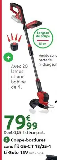 Mr Bricolage EINHELL Coupe-bordures sans fil GE-CT 18/25-1 Li-Solo 18V offre
