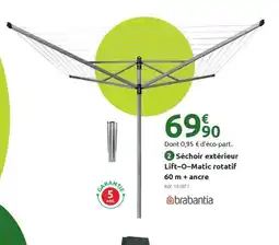 Mr Bricolage Séchoir extérieur Lift-O-Matic rotatif 60 m + ancre offre