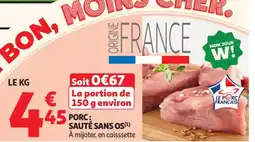 Auchan Supermarché Porc sauté sans os offre