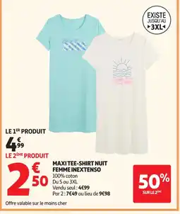 Auchan Supermarché NEXTENSO Maxi tee-shirt nuit femme offre