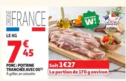 Auchan Supermarché Porc: poitrine tranchée avec os offre