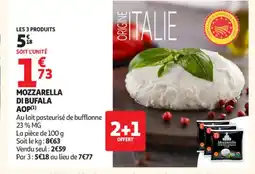 Auchan Supermarché Mozzarella di bufala aop offre