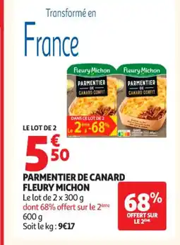 Auchan Supermarché FLEURY MICHON Parmentier de canard offre