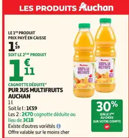 Auchan Supermarché AUCHAN Pur jus multifruits offre