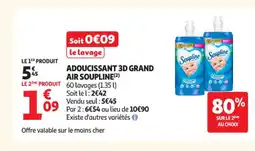 Auchan Supermarché SOUPLINE Adoucissant 3d grand air offre