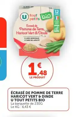 Utile Écrasé de pomme de terre haricot vert & dinde u tout petits bio offre