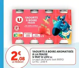 Utile Yaourts à boire aromatisés à la fraise u mat & lou offre